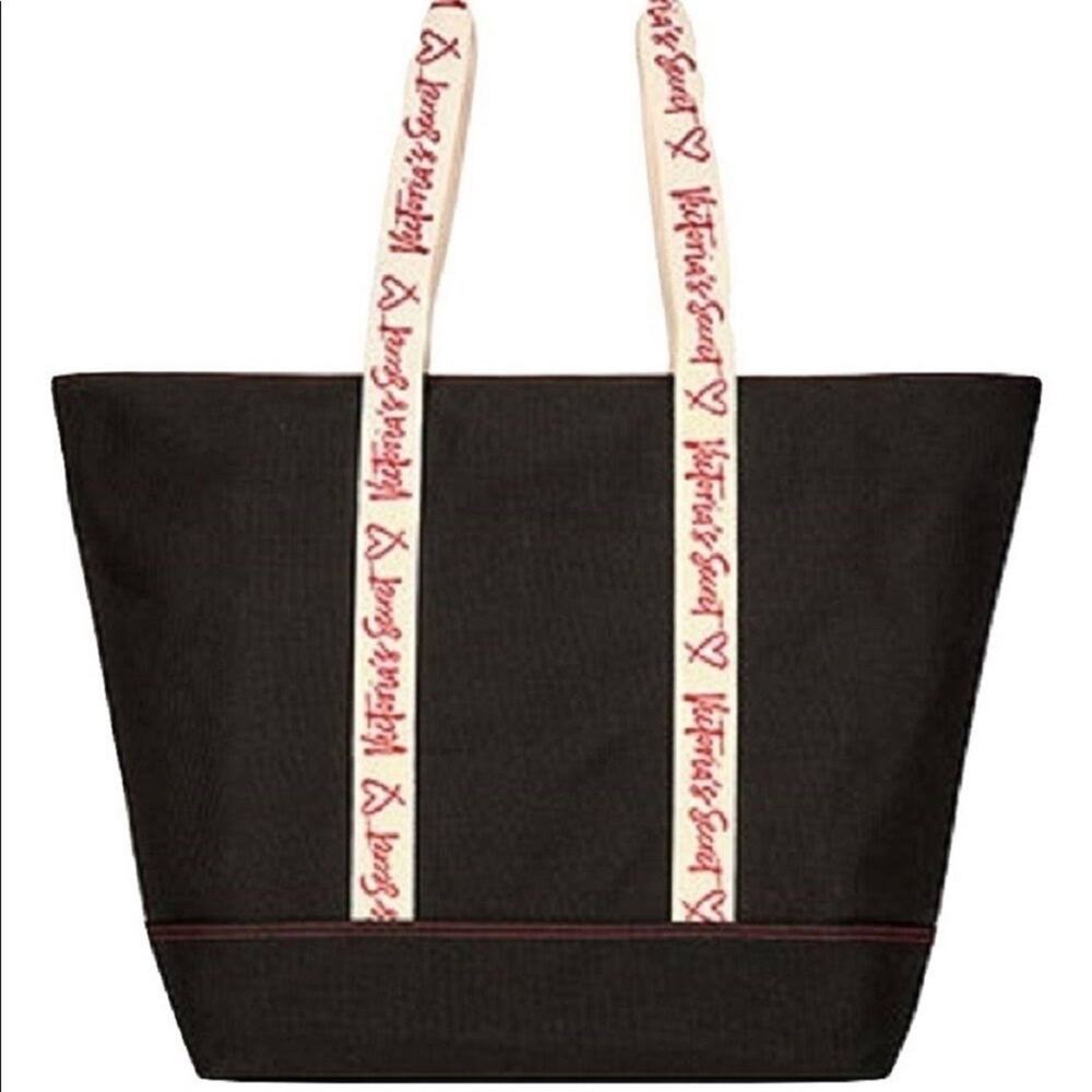 NWT Victoria's Secret Black Canvas Travel Tote limited edition